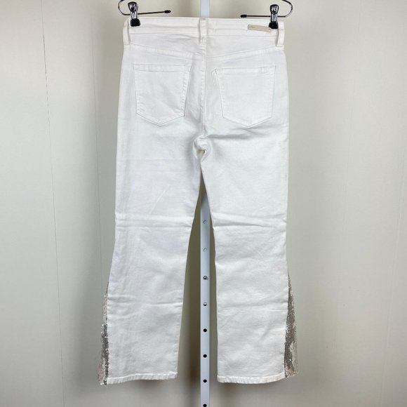 Anthropologie Pilcro & The Letterpress White Jeans Sequin Flare Womens Size 26‎ - Picture 7 of 11
